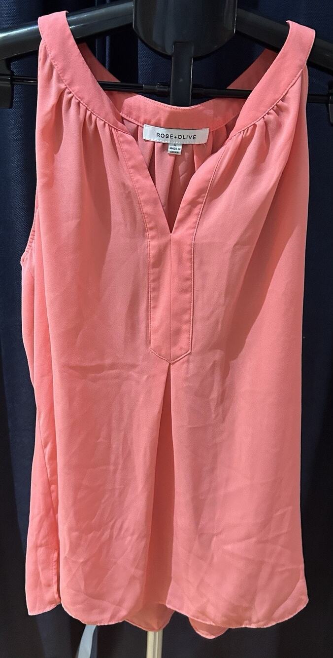 Rose + Olive Pink Tank Blouse Women's size L